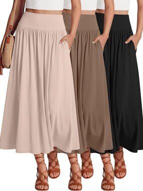 3 Pack Maxi Long Skirts for Women - Flowy, Comfortable, Versatile Styles